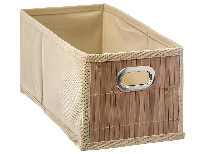 Boite de rangement en bambou et tissu 15 x 31 x 15 cm