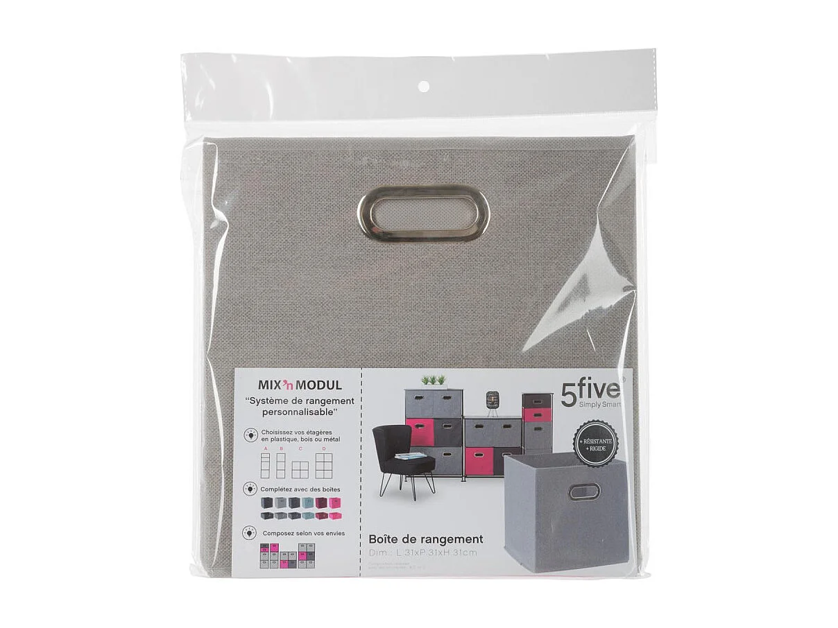 Boîte de rangement Gris Clair chiné 31 x 31 cm