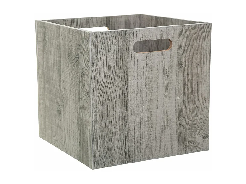 Boîte de rangement en bois aspect chêne Gris 31 x 31 cm