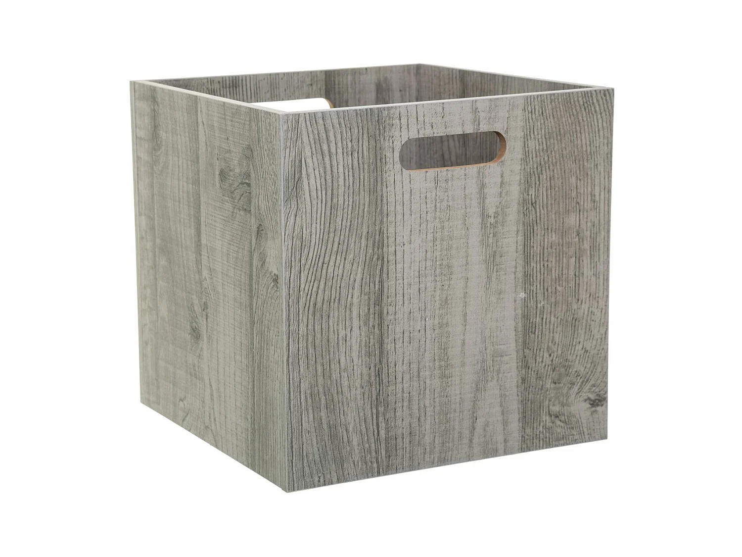 Boîte de rangement en bois aspect chêne Gris 31 x 31 cm