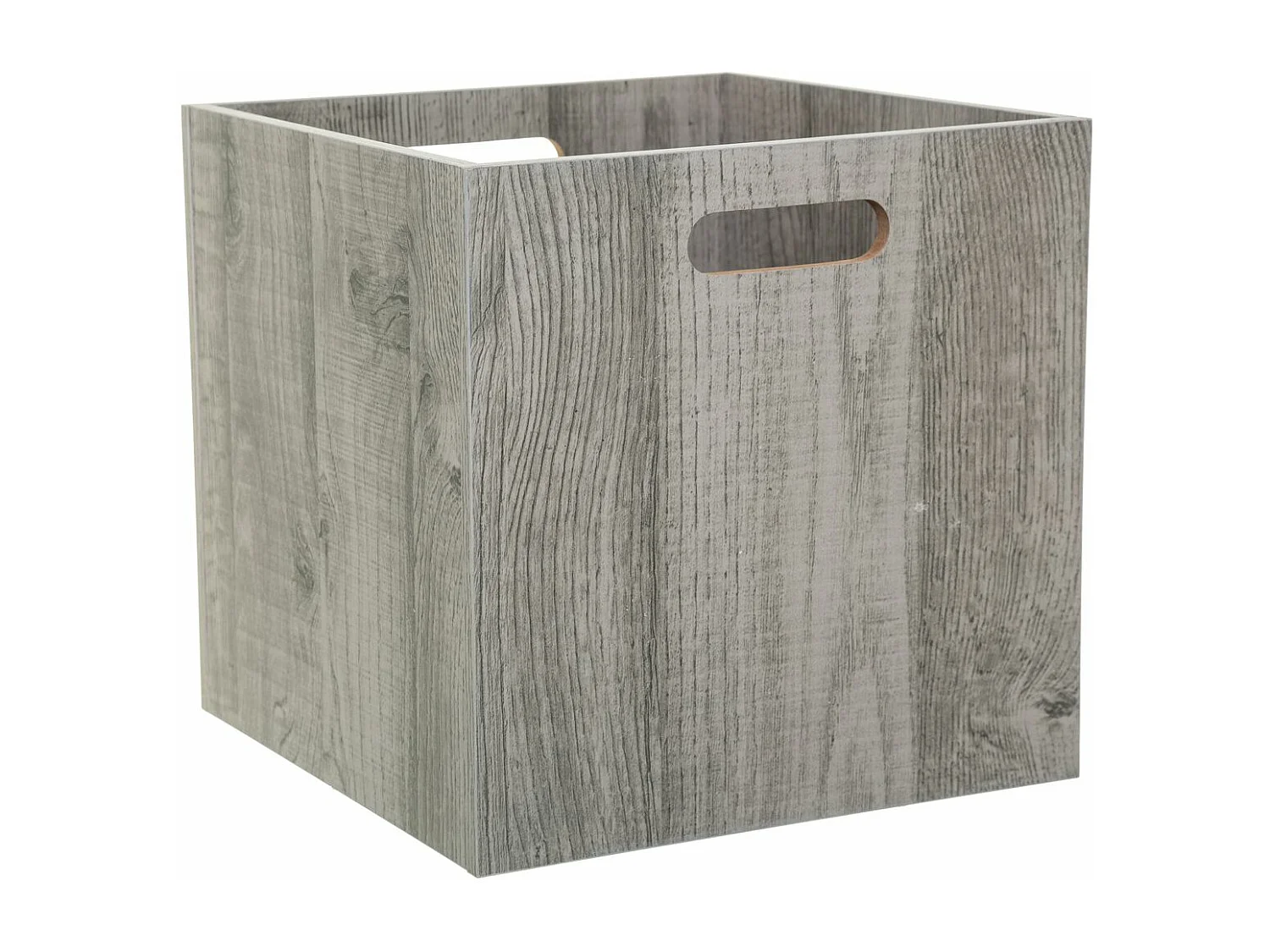 Boîte de rangement en bois aspect chêne Gris 31 x 31 cm