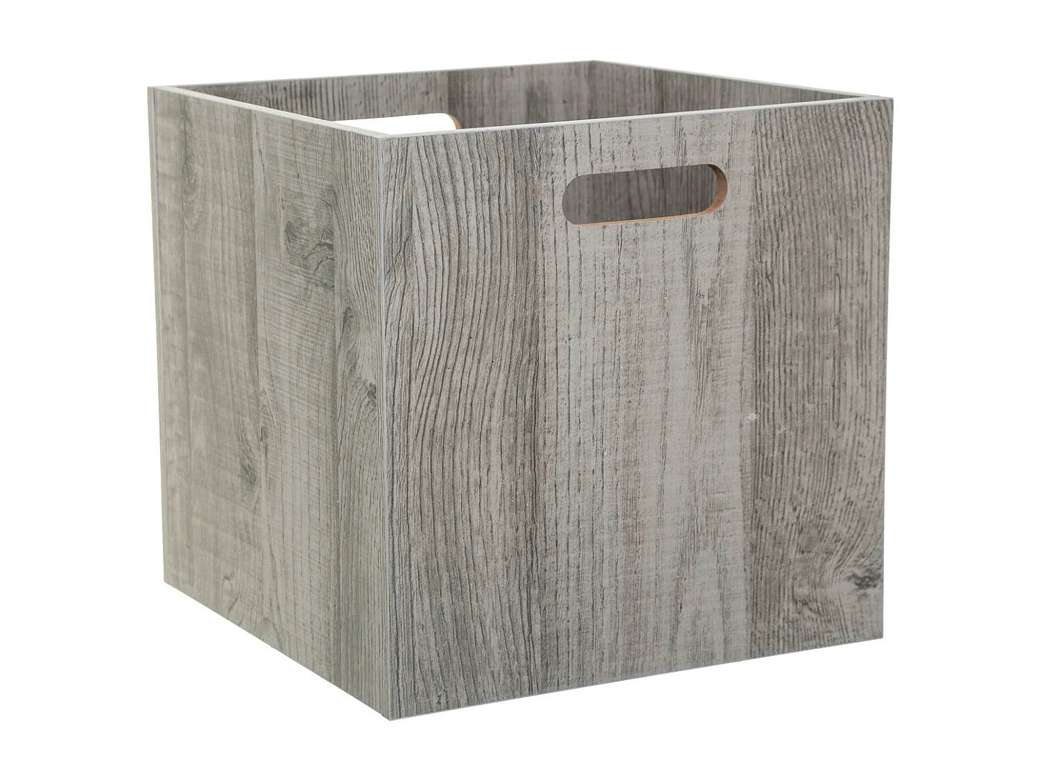 Boîte de rangement en bois aspect chêne Gris 31 x 31 cm