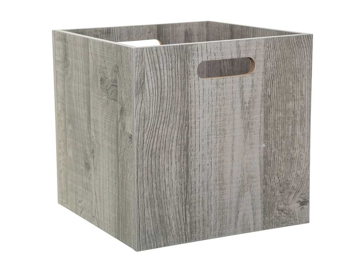 Boîte de rangement en bois aspect chêne Gris 31 x 31 cm