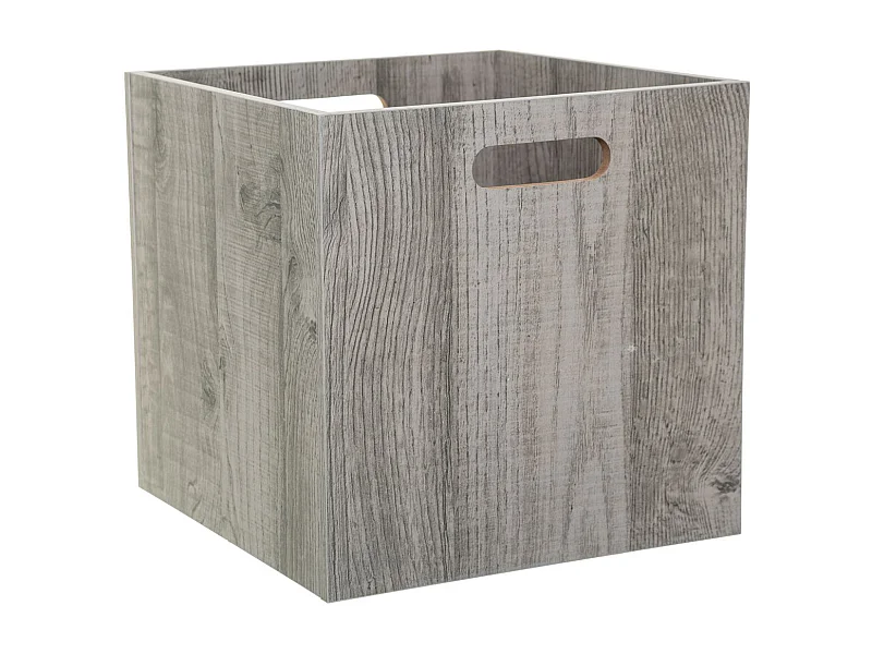 Boîte de rangement en bois aspect chêne Gris 31 x 31 cm