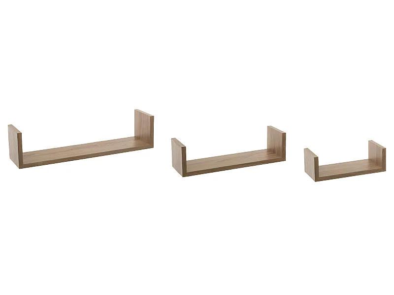 Lot de 3 Étagères murales flottantes coloris Chêne naturel Fixations invisibles