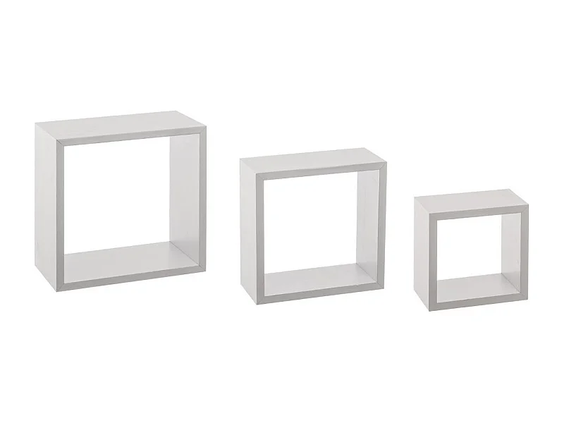 Set de 3 estantes Fixy de pared diseño cúbico blanco