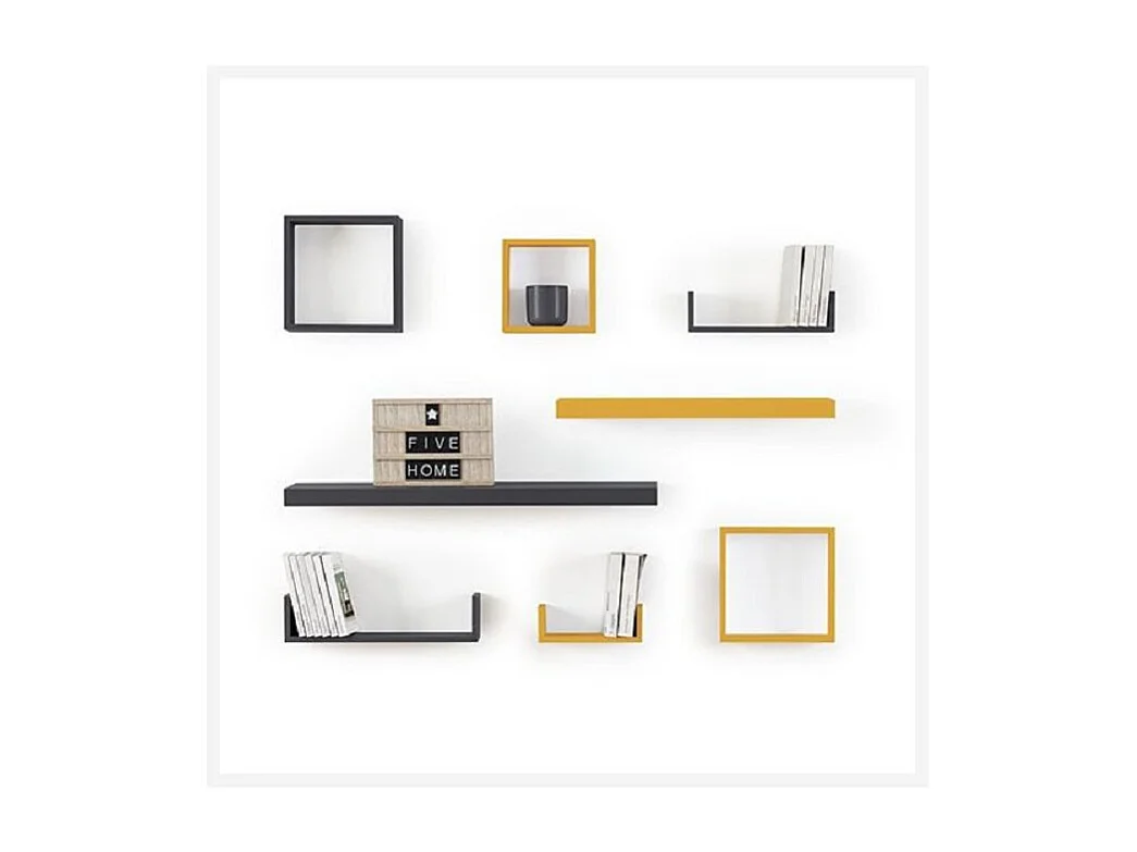 Lot de 3 Étagères murales flottantes Cubes coloris Chêne naturel Fixations invisibles