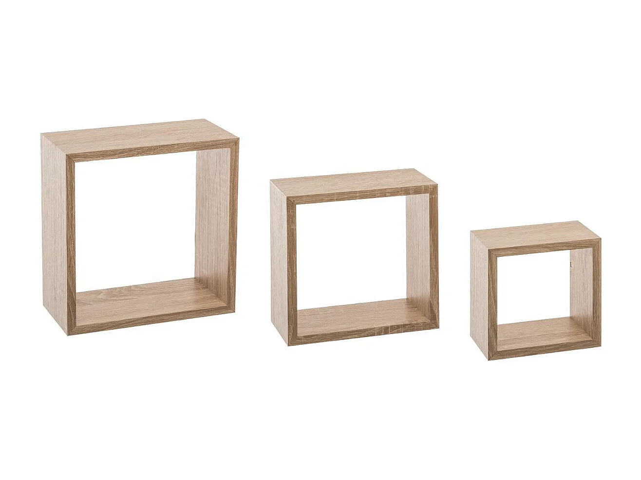 Set de 3 estantes Fixy de pared diseño cúbico natural