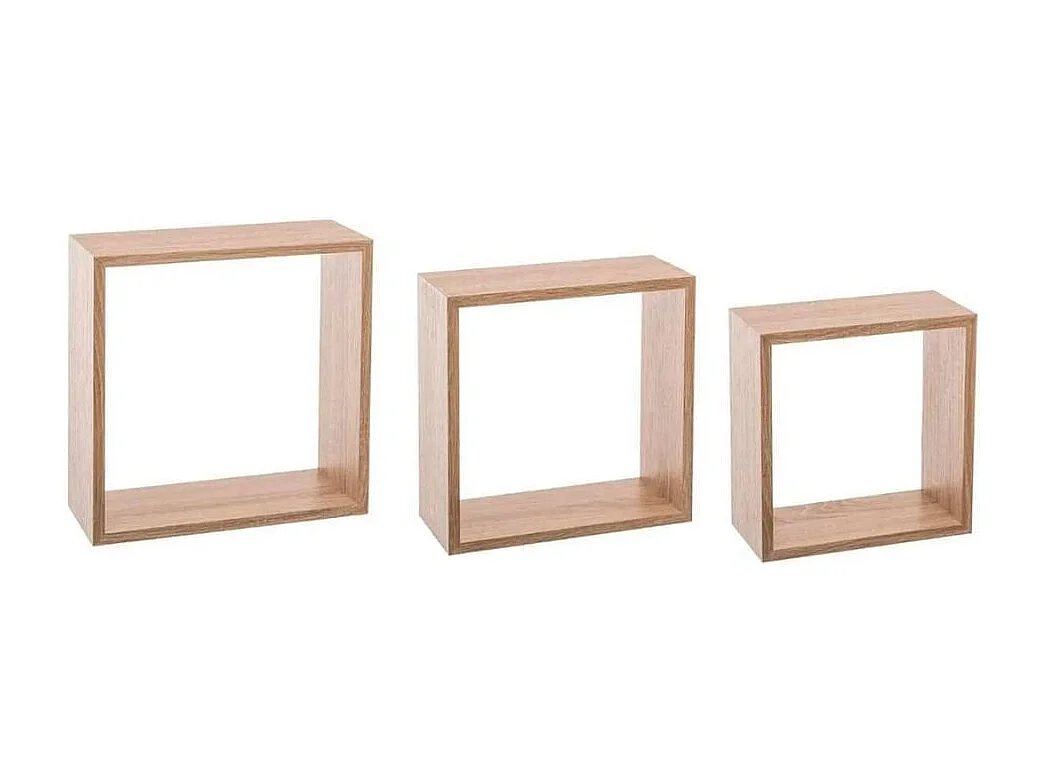Set de 3 estantes Fixy de pared diseño cúbico natural