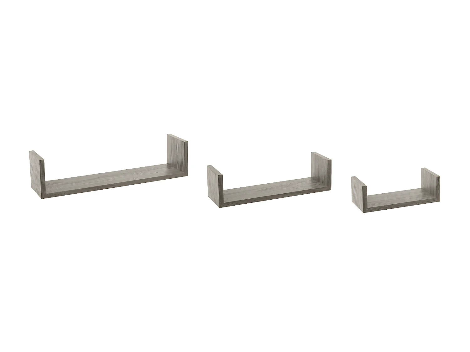 Lot de 3 Étagères murales flottantes coloris Chêne gris Fixations invisibles