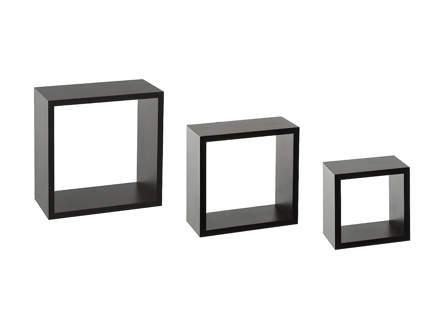 Lot de 3 Étagères murales flottantes Cubes coloris Noir Fixations invisibles