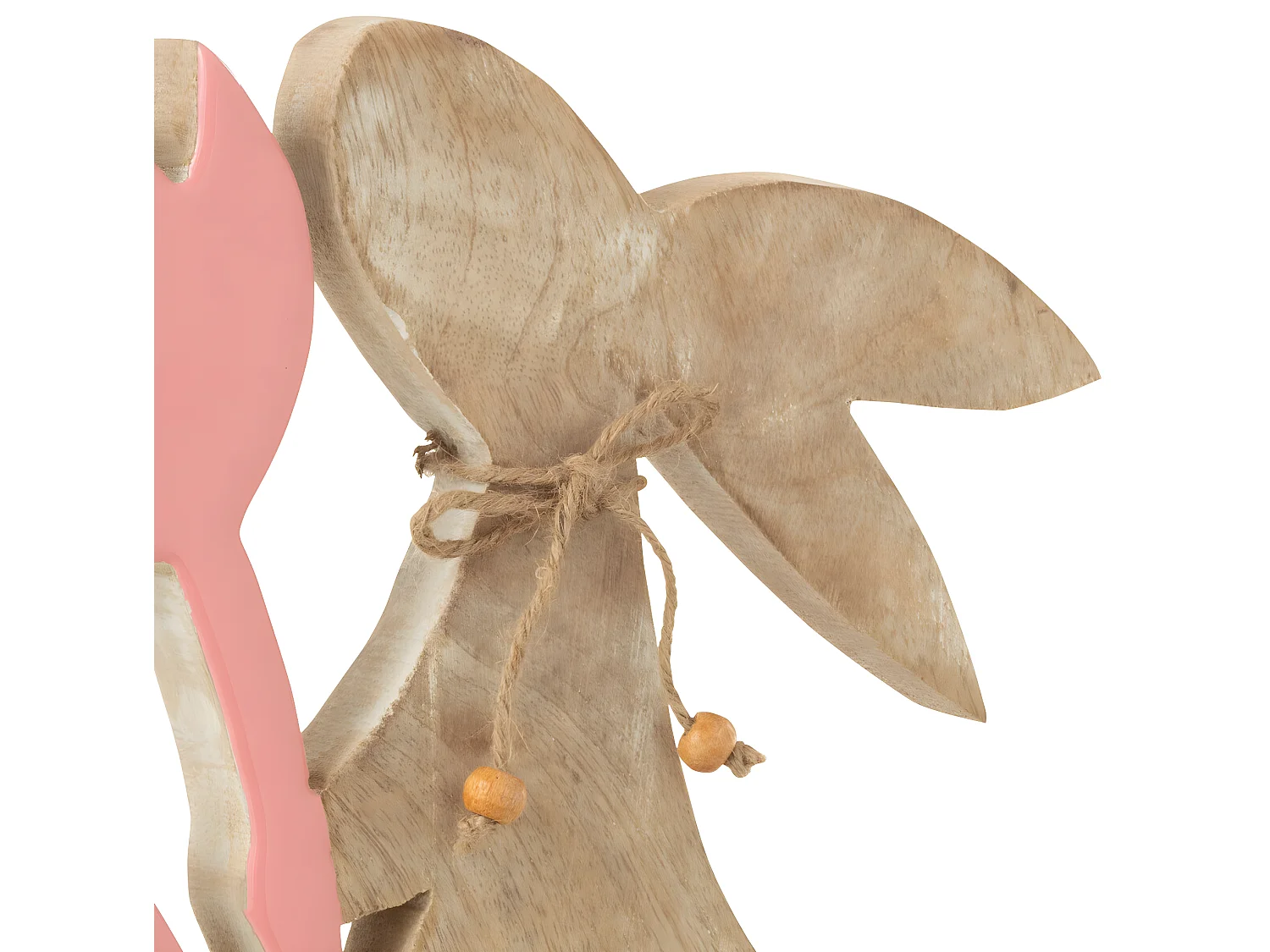 Statuette Déco "Lapin Fleur" 27cm Rose & Beige