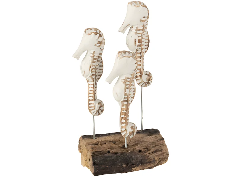 Statuette Déco "3 Hippocampes" 27cm Blanc