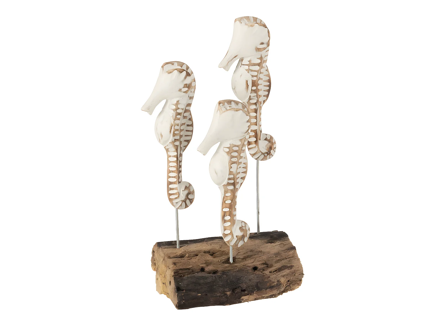 Statuette Déco "3 Hippocampes" 27cm Blanc