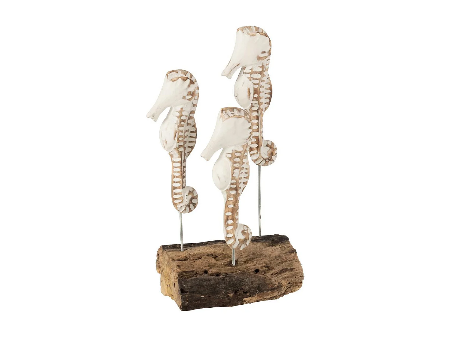 Statuette Déco "3 Hippocampes" 27cm Blanc