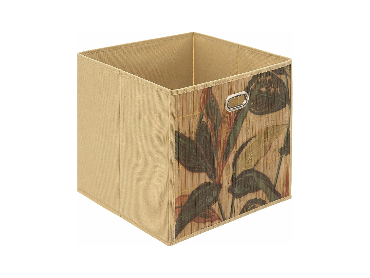 Boîte de rangement Bambou Naturel motif coloré 31 x 31 cm