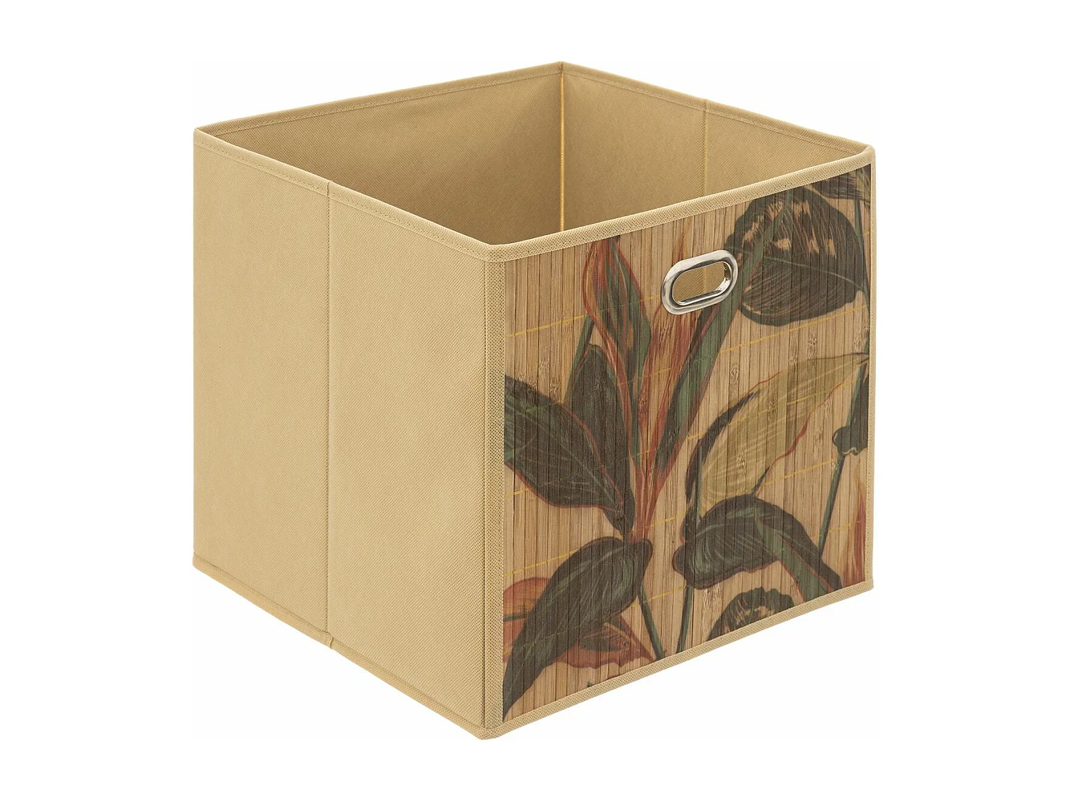 Boîte de rangement Bambou Naturel motif coloré 31 x 31 cm