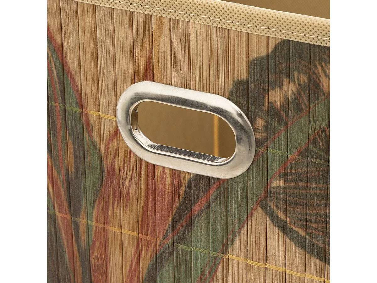 Boîte de rangement Bambou Naturel motif coloré 31 x 31 cm