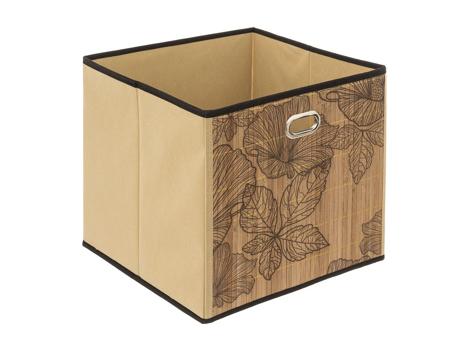 Boîte de rangement Bambou Naturel motif Noir 31 x 31 cm
