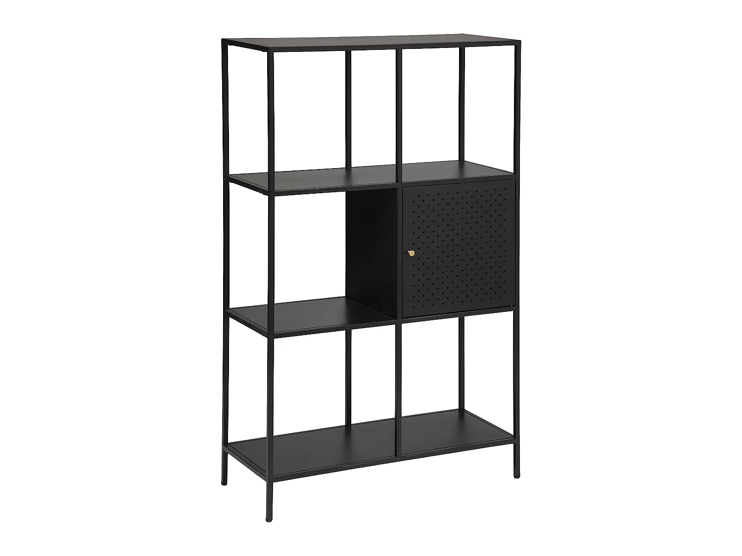 Meuble Bibliothèque Étagère 1 Porte en Métal Noir 80 x 137.7 cm