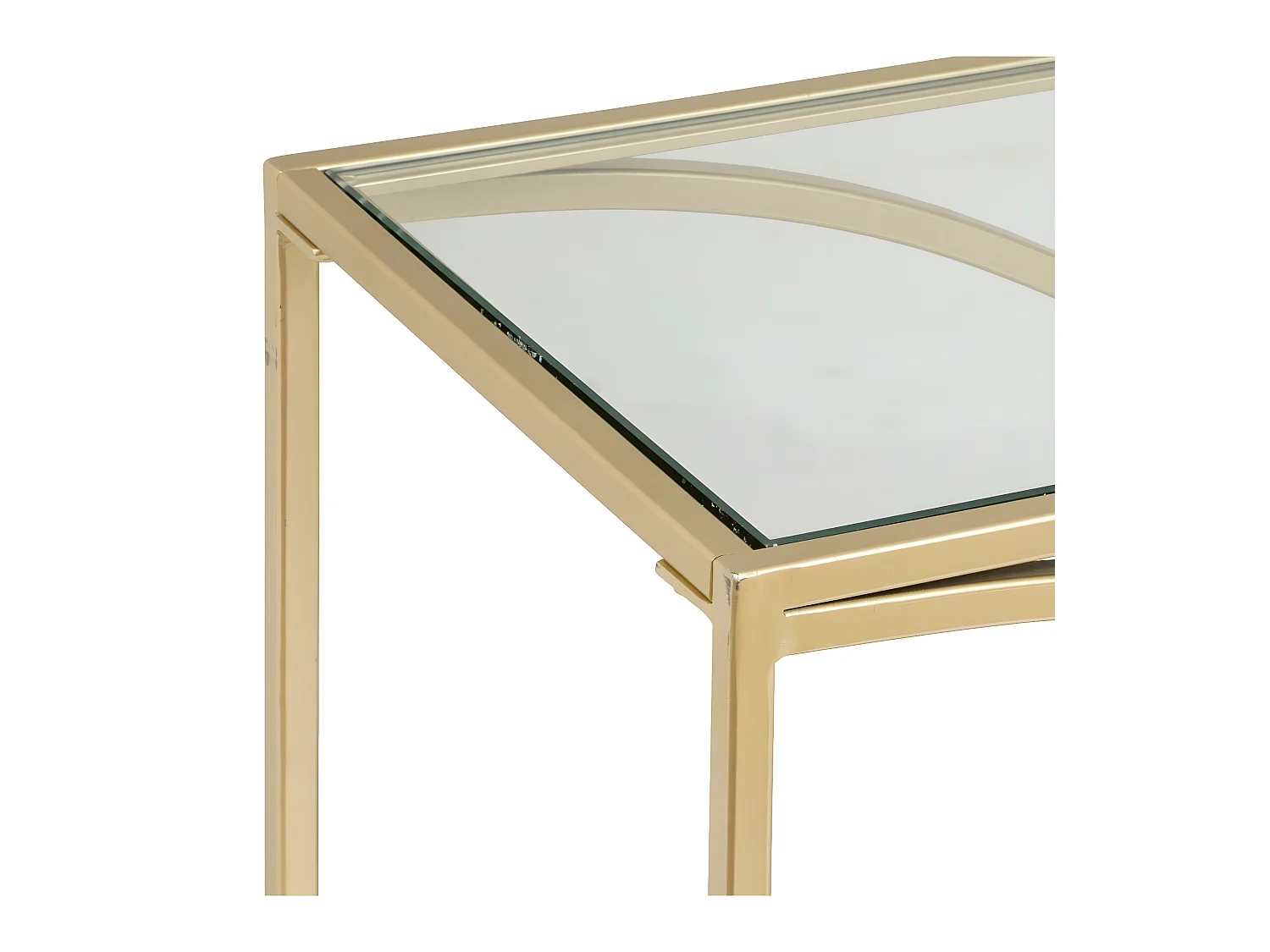 Meuble Étagère en Métal Doré 3 tablettes en Verre trempé 81 x 87 cm