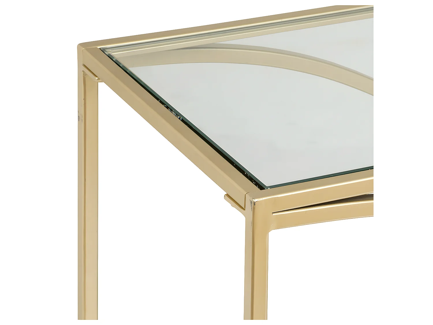 Meuble Étagère en Métal Doré 3 tablettes en Verre trempé 81 x 87 cm