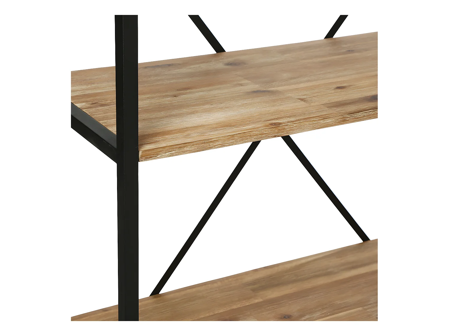 Meuble Étagère 4 niveaux en Métal Noir et Bois d'Acacia H 141 cm