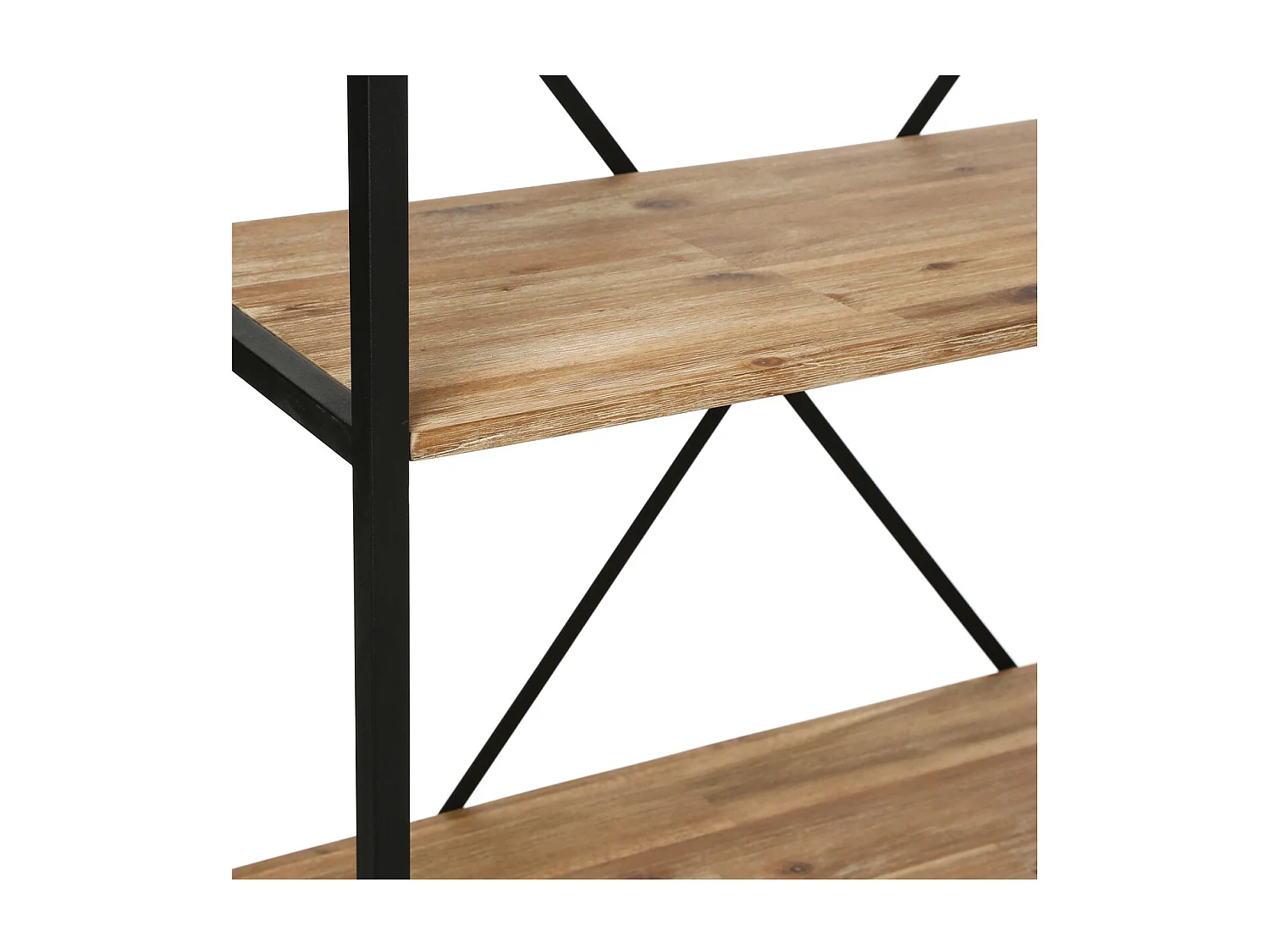 Meuble Étagère 4 niveaux en Métal Noir et Bois d'Acacia H 141 cm