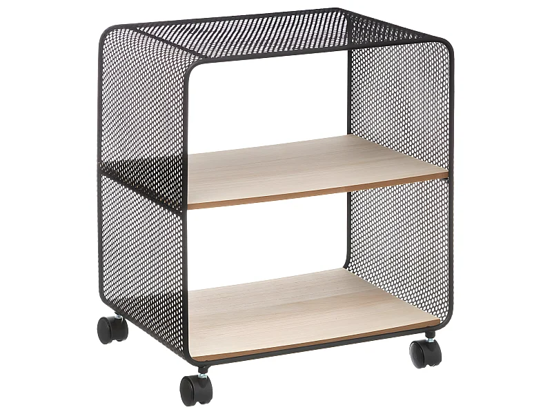 Étagère 2 cases sur roues en métal et Bois H 51 cm