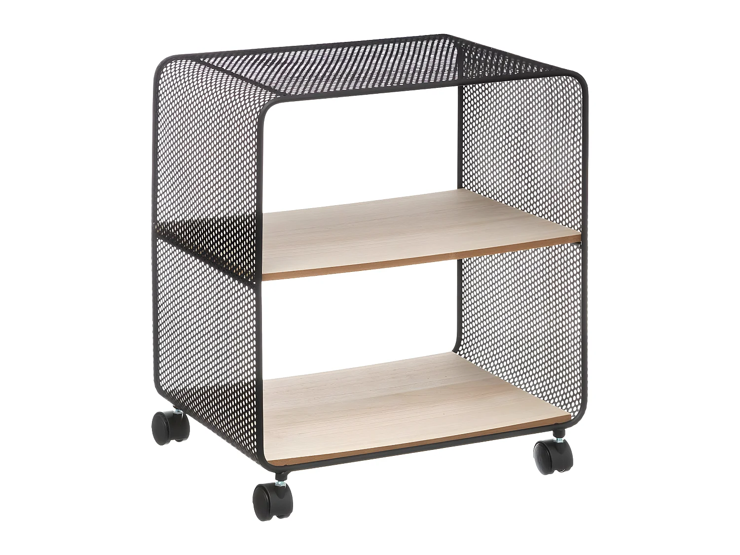 Étagère 2 cases sur roues en métal et Bois H 51 cm