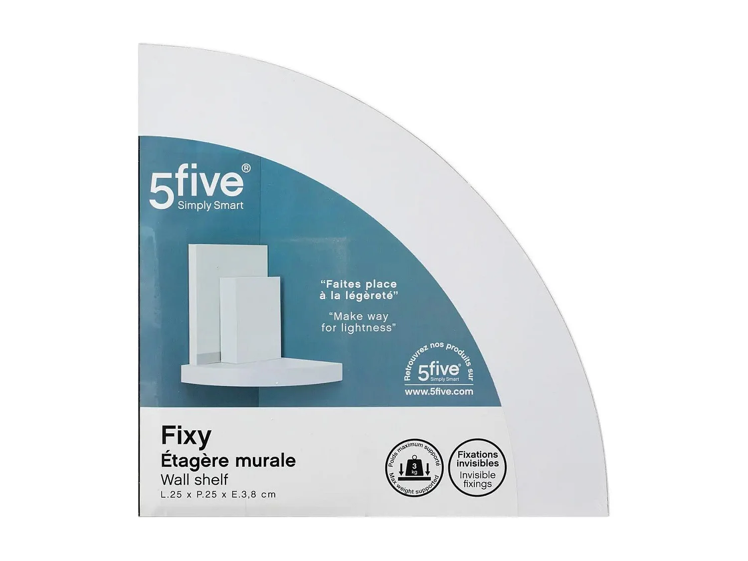 Étagère d'angle murale flottante Blanc 25 x 25 cm Fixations invisibles