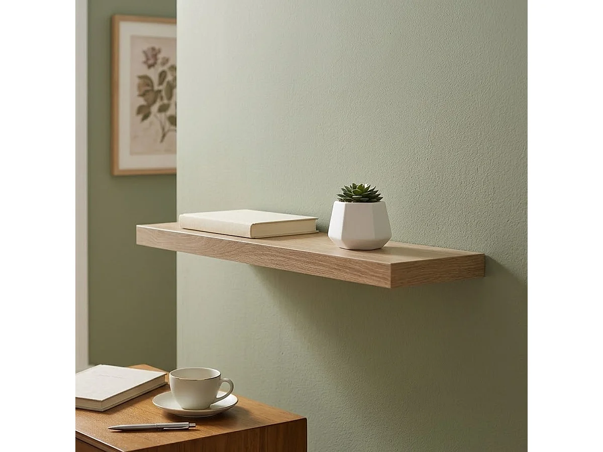 Étagère murale flottante coloris Chêne naturel L 80 cm Fixations invisibles