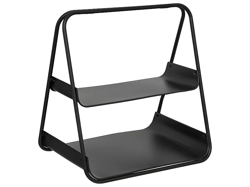 Rangement robuste et élégant 2 tablettes en métal noir 40.5 x 42.5 cm