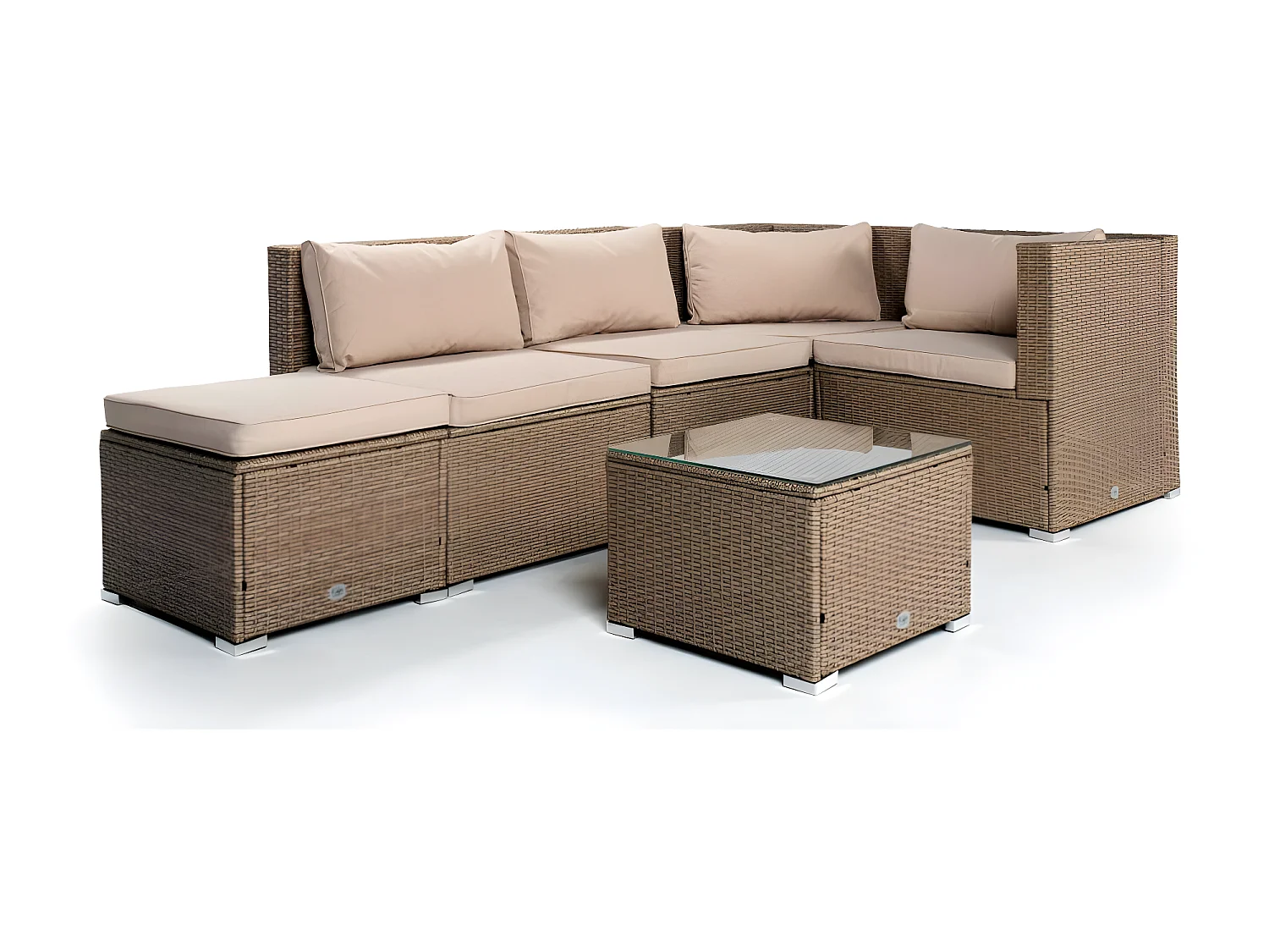 Salon de jardin Bahamas Ensemble Quatre 5 Places Beige Rotin Synthétique Kiefergarden