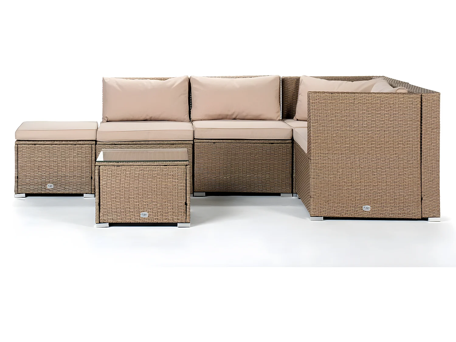 Salon de jardin Bahamas Ensemble Quatre 5 Places Beige Rotin Synthétique Kiefergarden