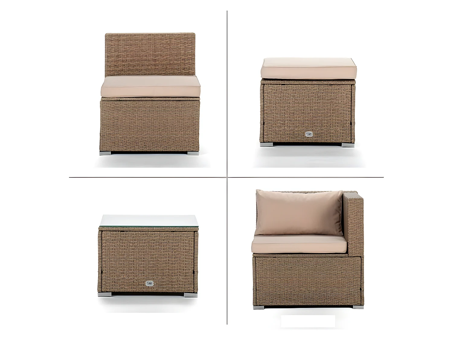 Salon de jardin Bahamas Ensemble Quatre 5 Places Beige Rotin Synthétique Kiefergarden