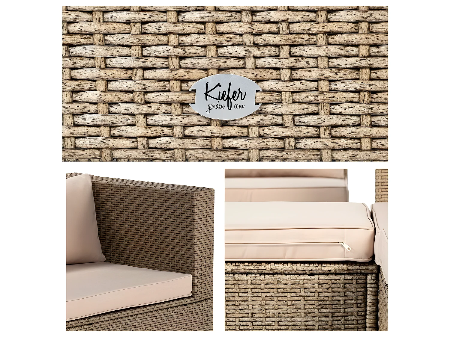 Salon de jardin Bahamas Ensemble Quatre 5 Places Beige Rotin Synthétique Kiefergarden