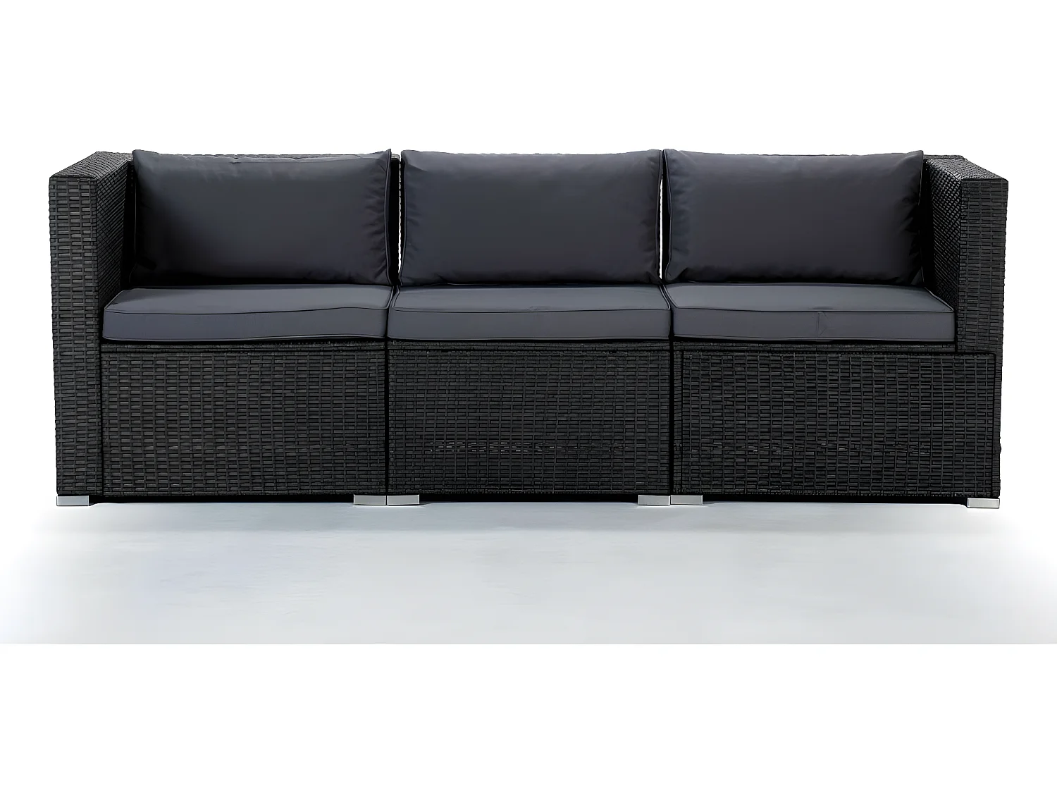 Conjunto Muebles de Jardín Muebles de Jardín Conjuntos Sofá Bahamas Sofá Triple 3 Plazas Ratán sintético Gris KieferGarden