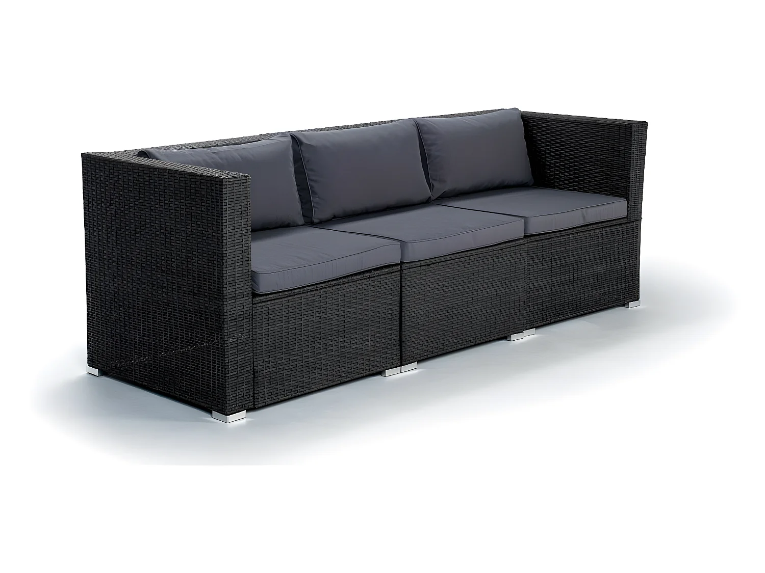 Conjunto Muebles de Jardín Muebles de Jardín Conjuntos Sofá Bahamas Sofá Triple 3 Plazas Ratán sintético Gris KieferGarden