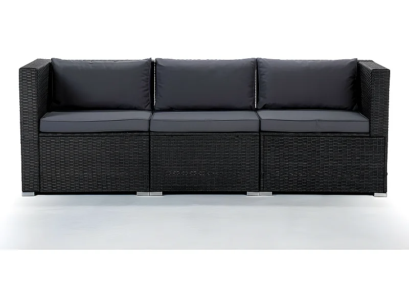 Conjunto Muebles de Jardín Muebles de Jardín Conjuntos Sofá Bahamas Sofá Triple 3 Plazas Ratán sintético Gris KieferGarden