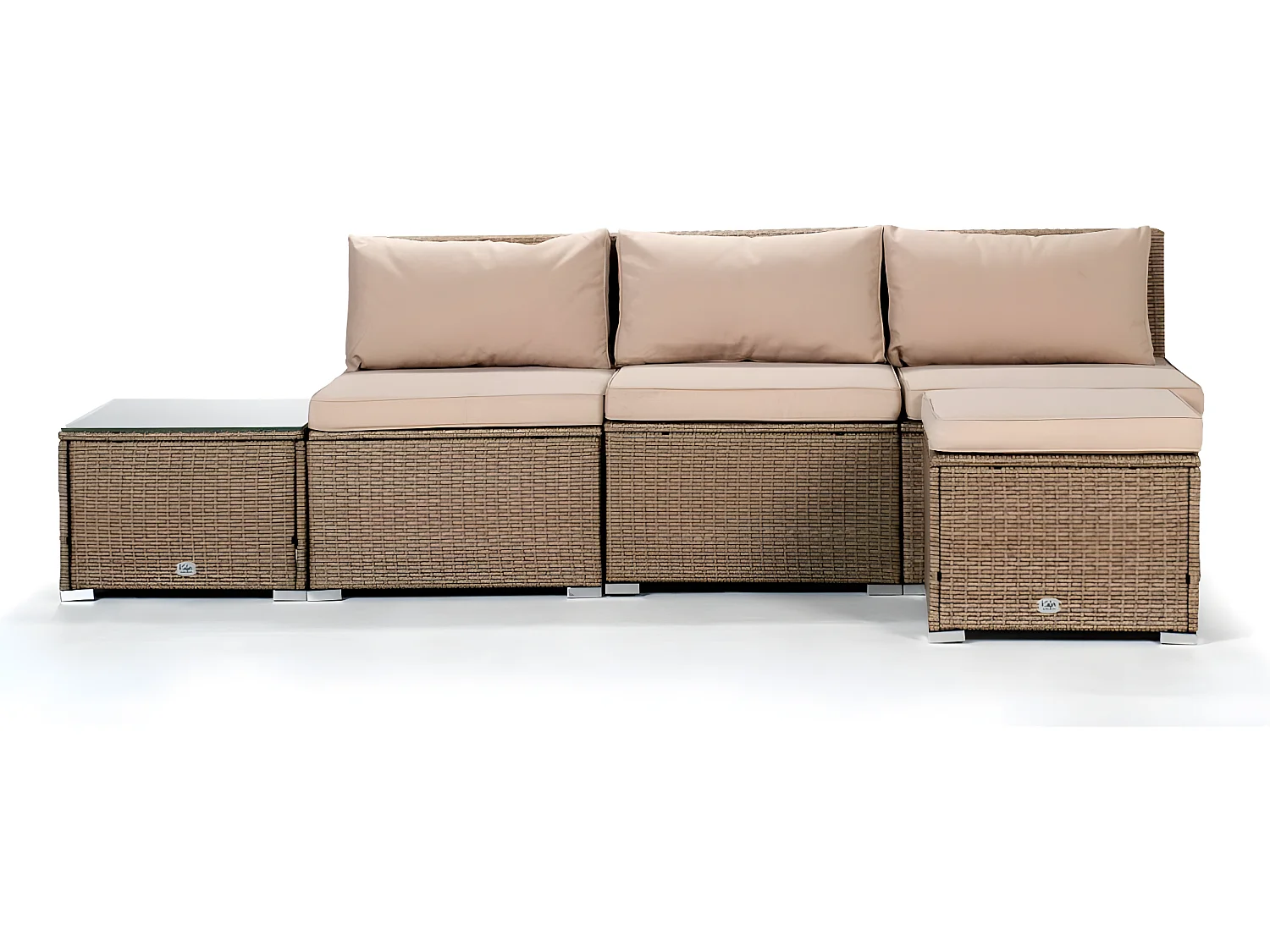 Salon de jardin Bahamas Ensemble Central 4 Places Taupe Rotin Synthétique Kiefergarden