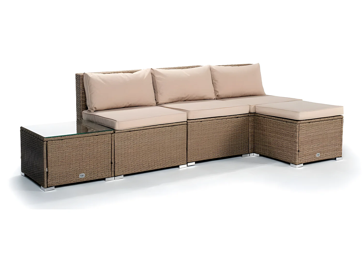 Salon de jardin Bahamas Ensemble Central 4 Places Taupe Rotin Synthétique Kiefergarden