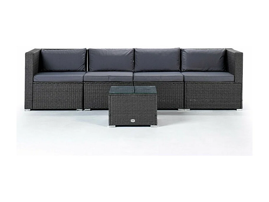 Salotti da giardino Set di Divani da Giardino Bahamas Divano Quadruplo con tavolo 4 Posti Grigio Kiefergarden