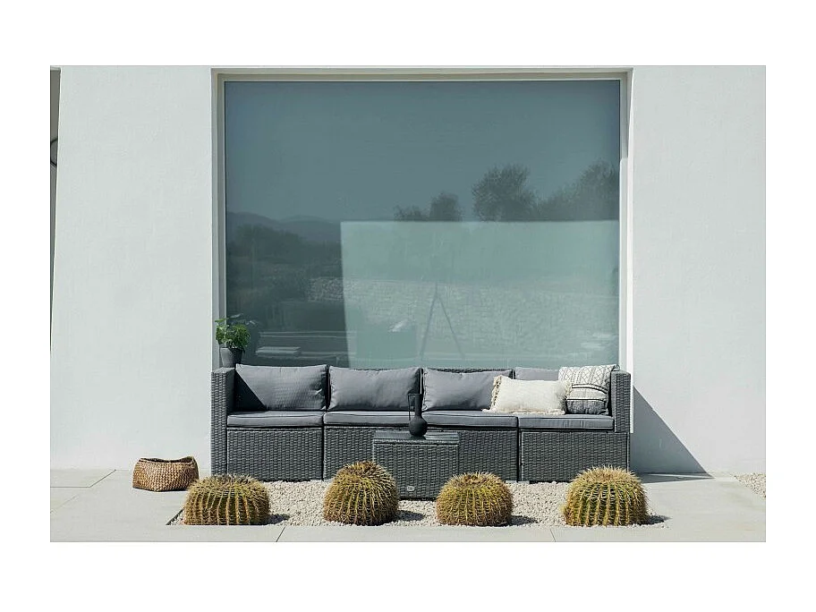 Salotti da giardino Set di Divani da Giardino Bahamas Divano Quadruplo con tavolo 4 Posti Grigio Kiefergarden