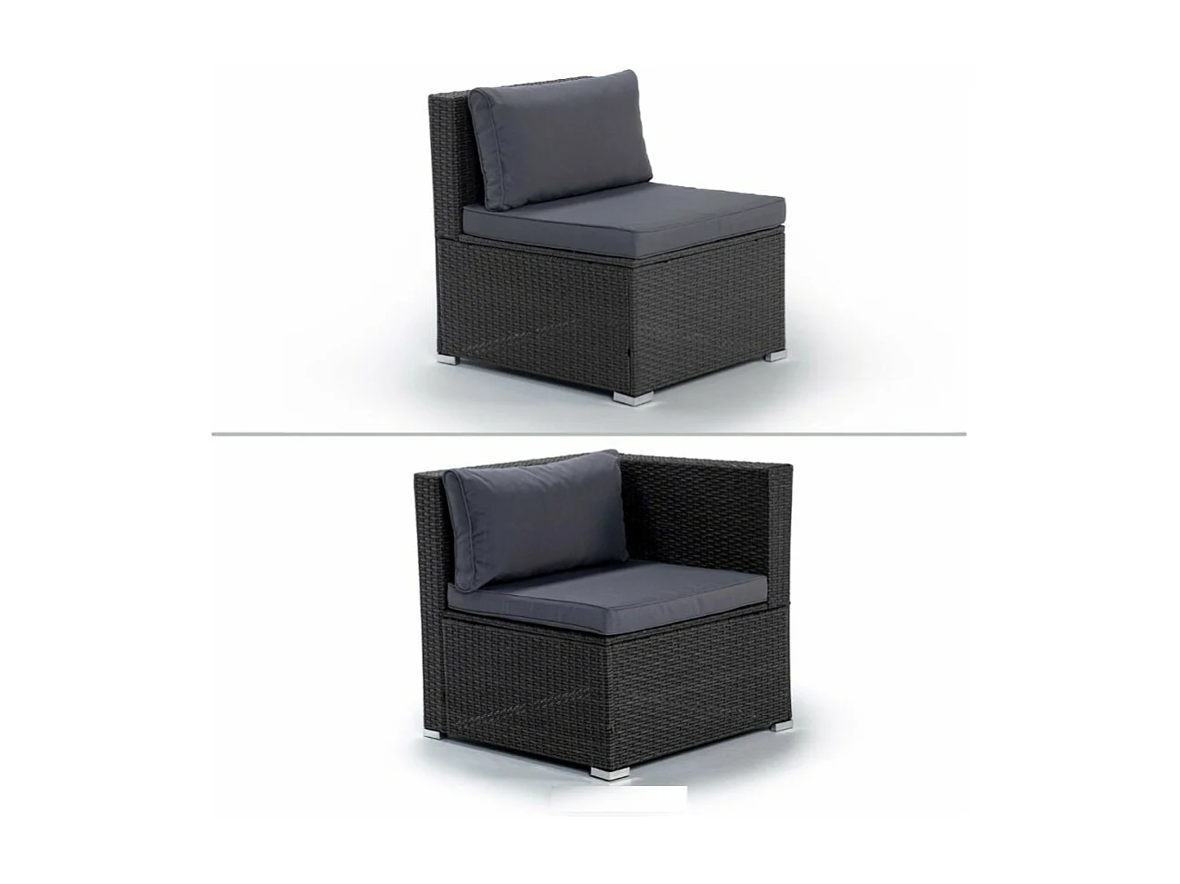 Salotti da giardino Set di Divani da Giardino Bahamas Divano Quadruplo con tavolo 4 Posti Grigio Kiefergarden