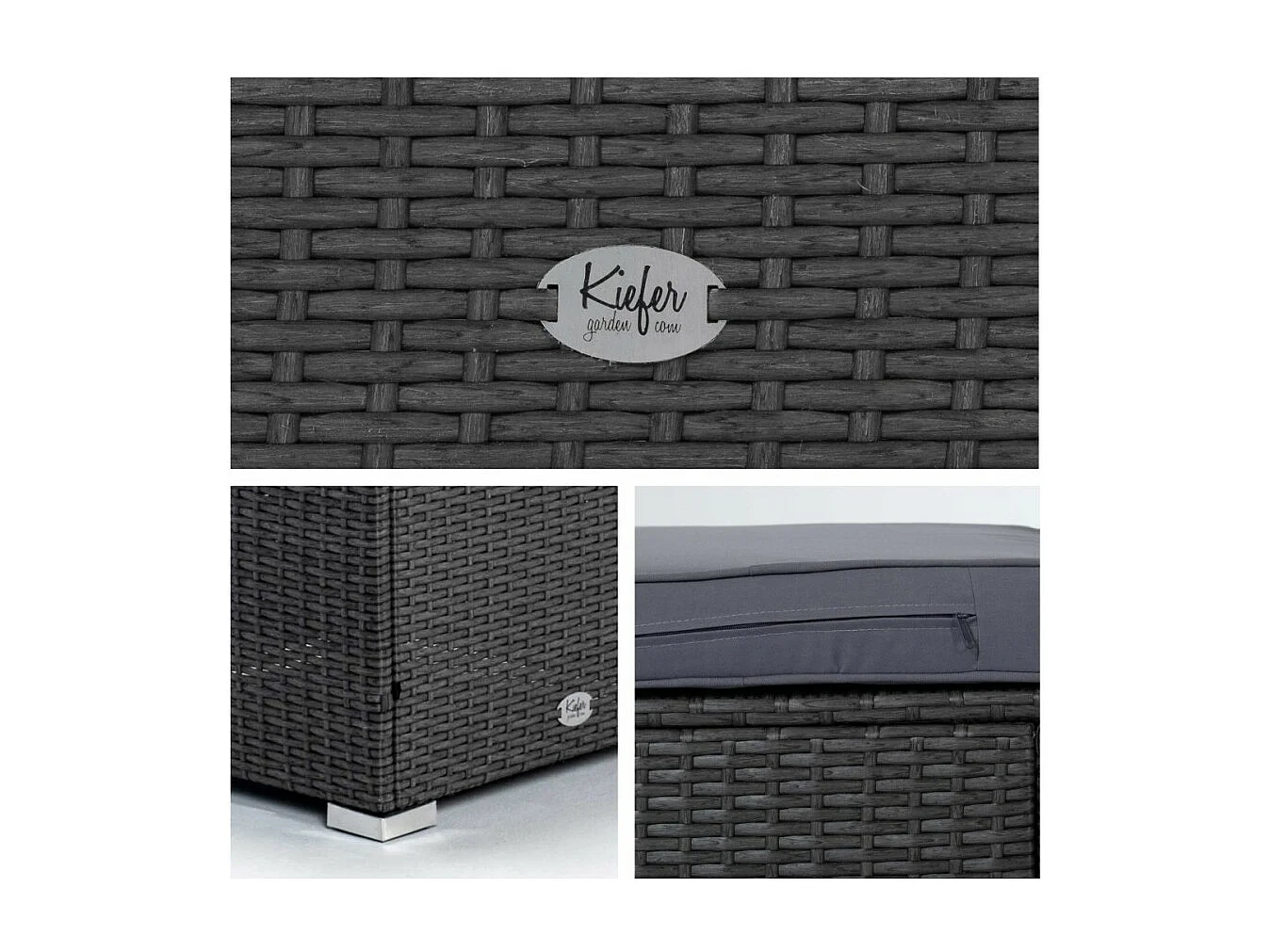 Salotti da giardino Set di Divani da Giardino Bahamas Divano Quadruplo con tavolo 4 Posti Grigio Kiefergarden