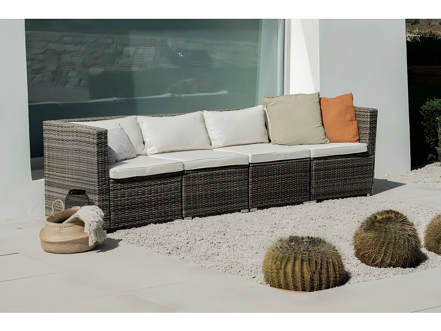 Salotti da giardino Set di Divani da Giardino Bahamas Divano Quadruplo 4 Posti Talpa Kiefergarden