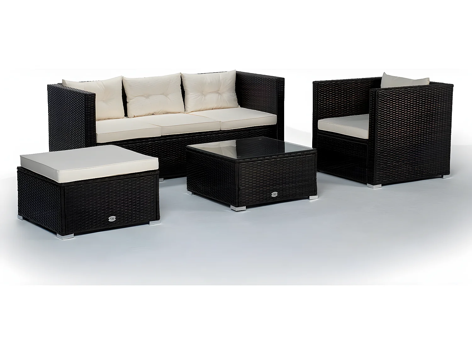 Salon de jardin Los Ángeles 5 Places Marron Chocolat Rotin Synethétique Kiefergarden