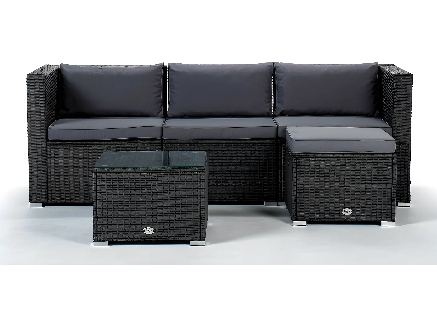 Conjunto Muebles de Jardín Muebles de Jardín Conjuntos Sofá Bahamas Conjunto Triple 4 Plazas Ratán sintético Gris KieferGarden