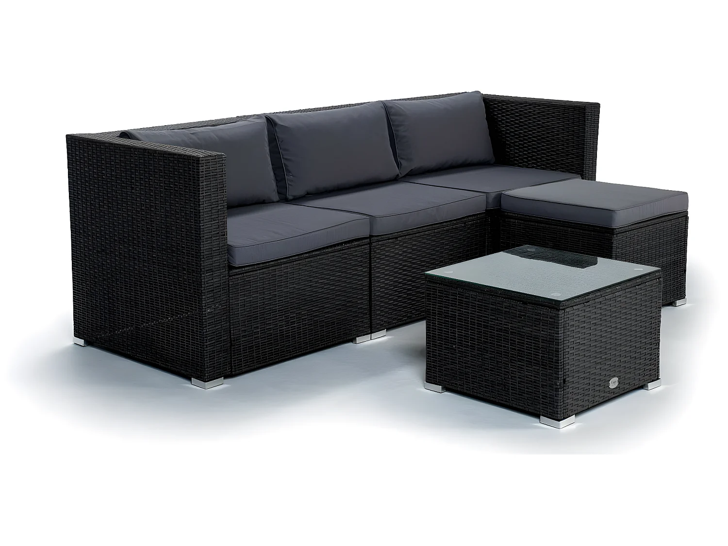 Conjunto Muebles de Jardín Muebles de Jardín Conjuntos Sofá Bahamas Conjunto Triple 4 Plazas Ratán sintético Gris KieferGarden